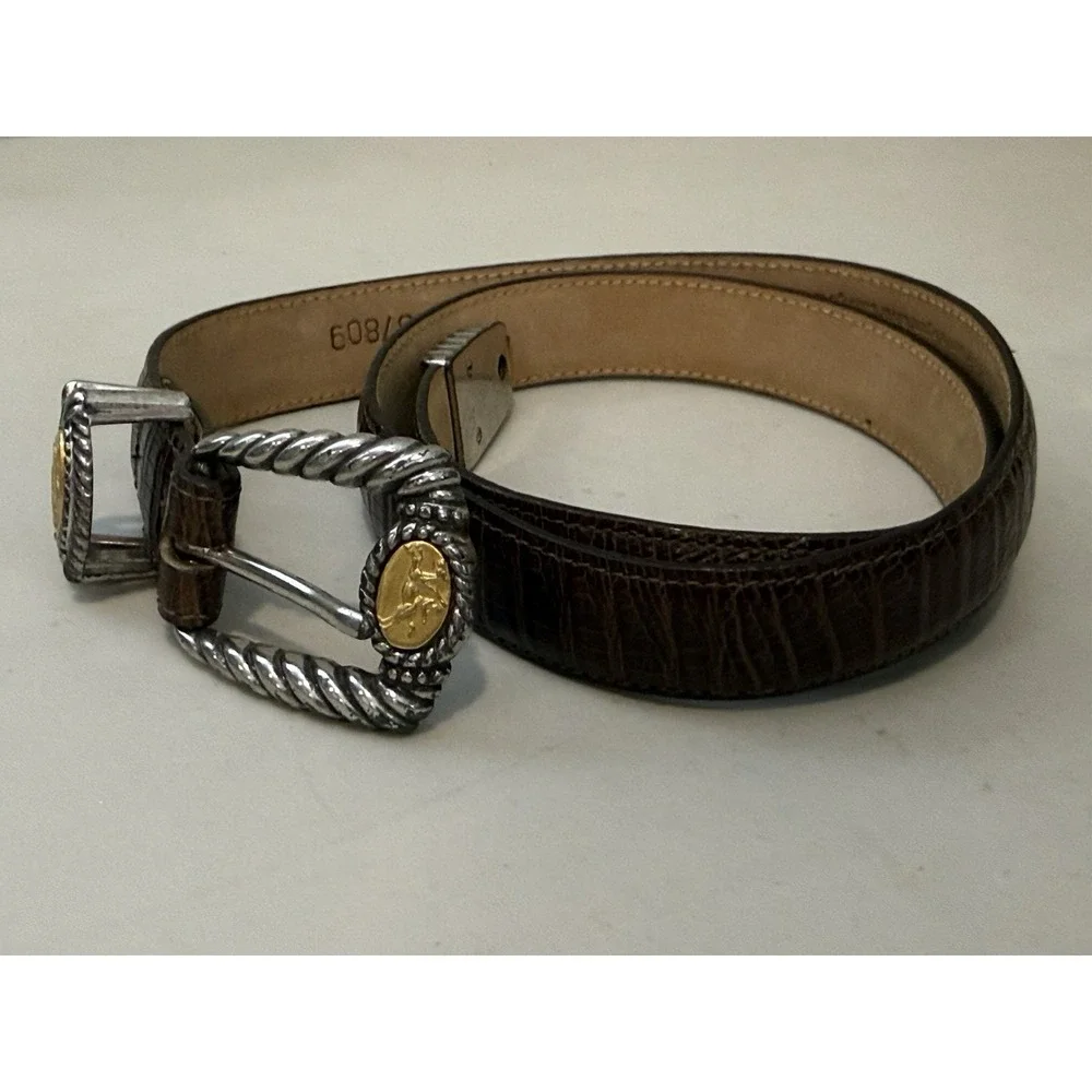 VTG Brighton Museum Collection Brown Leather Belt Greco Roman‎ Coin Med 33